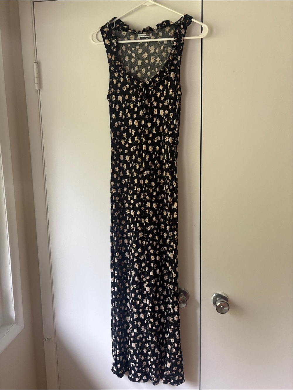 Reformation Black Maxi Dress with Cream Floral Print